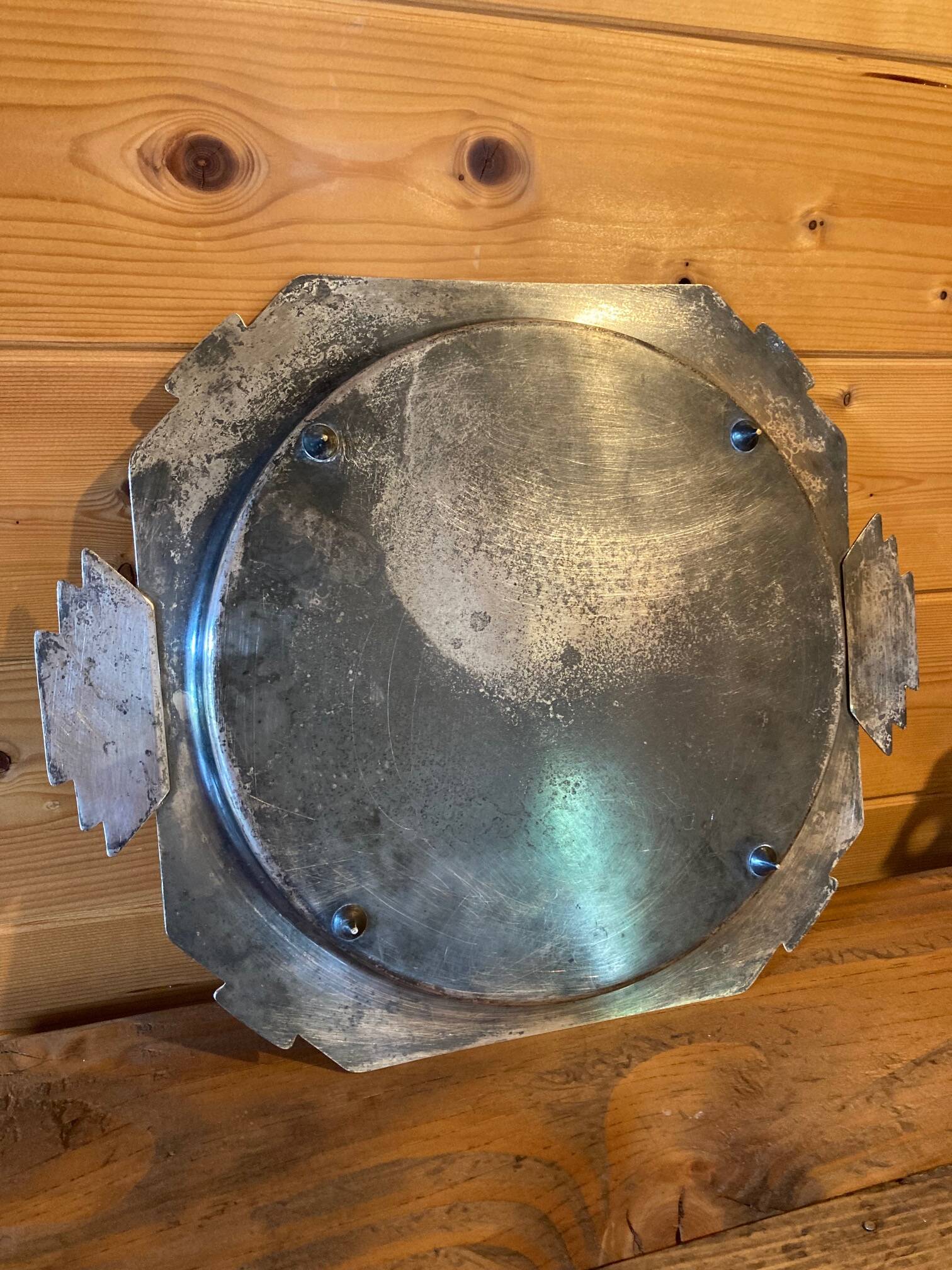 Elegant Art Deco silver-plated metal serving tray, double hallmarked