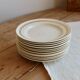 6 plates vintage ivory faience with gold trim