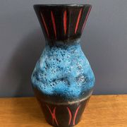West Germany vase by Scheurich model 523-21 blue, black and red