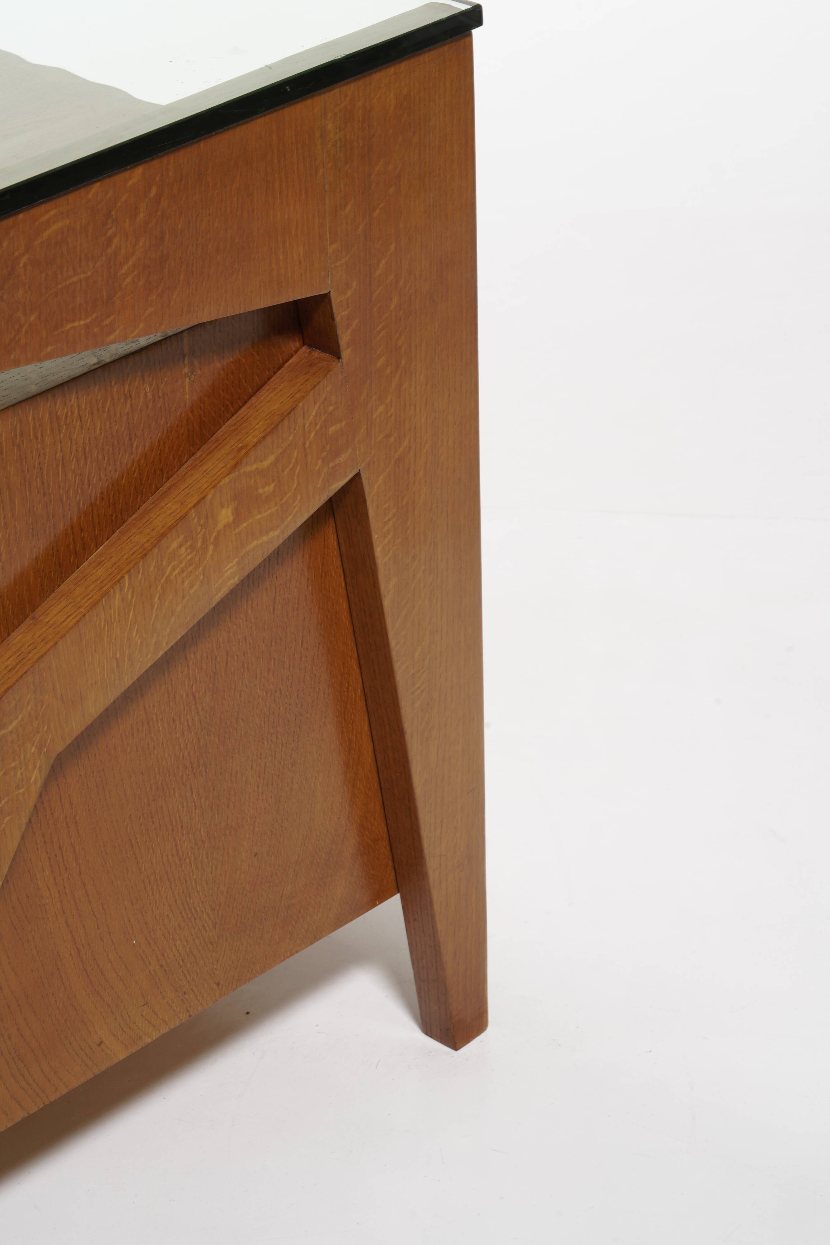 Mid-century Gio Ponti desk / Italian desk with a wooden and glass top