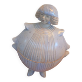 Art Deco ceramic bonbonnière/box signed M. Fouque – stylised woman