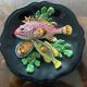 trompe l'oeil plate - Vallauris Majolica - Fish/Seafood -