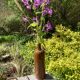 Bottle / hot water bottle in brown enamelled stoneware