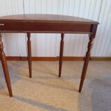 Set of 2 half-moon console tables with drawer - cherry wood - Louis Philippe style