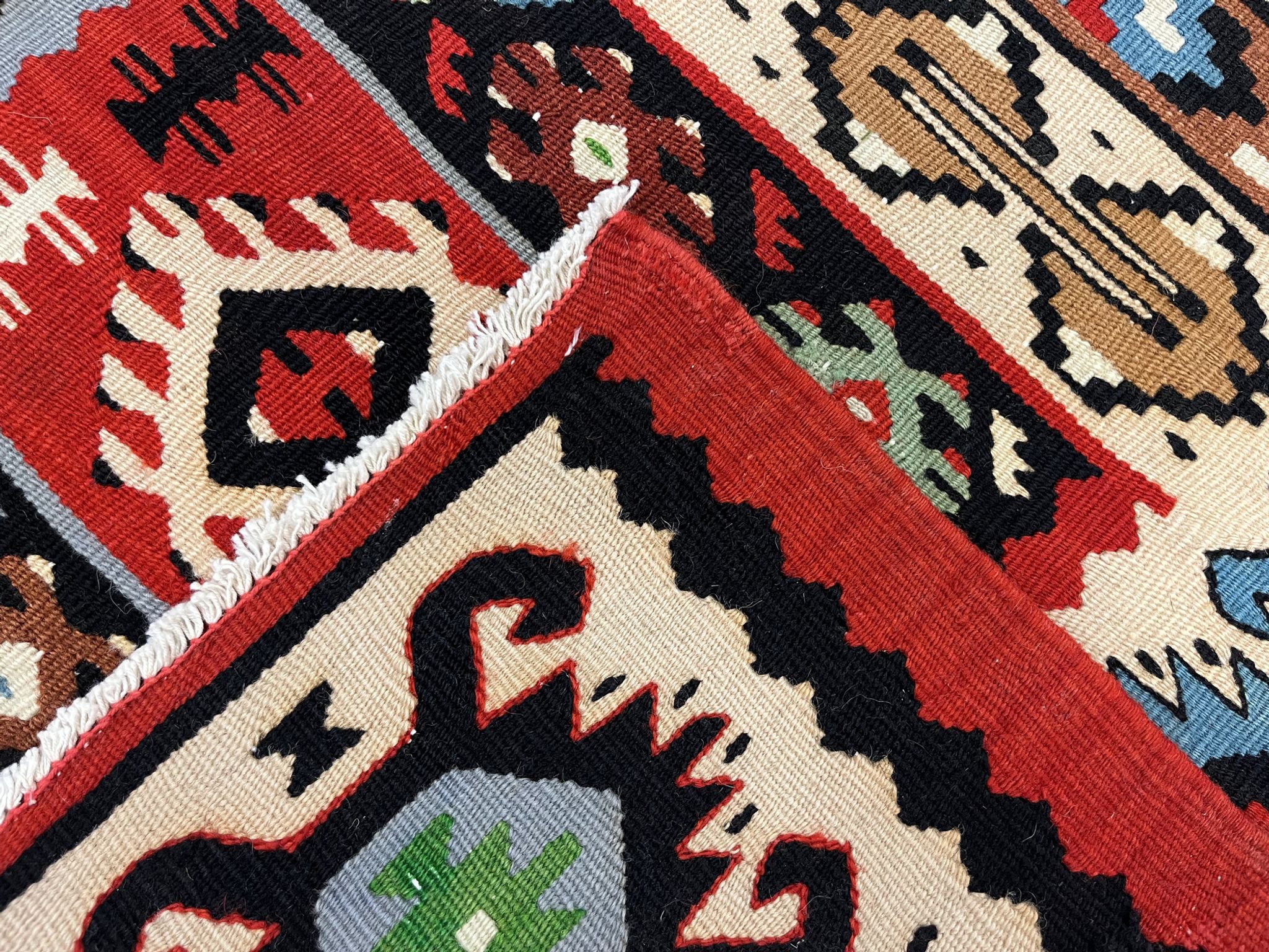 Handmade vintage runner rug red wool turkish area rug - 81x200cm