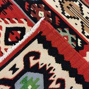 Handmade vintage runner rug red wool turkish area rug - 81x200cm