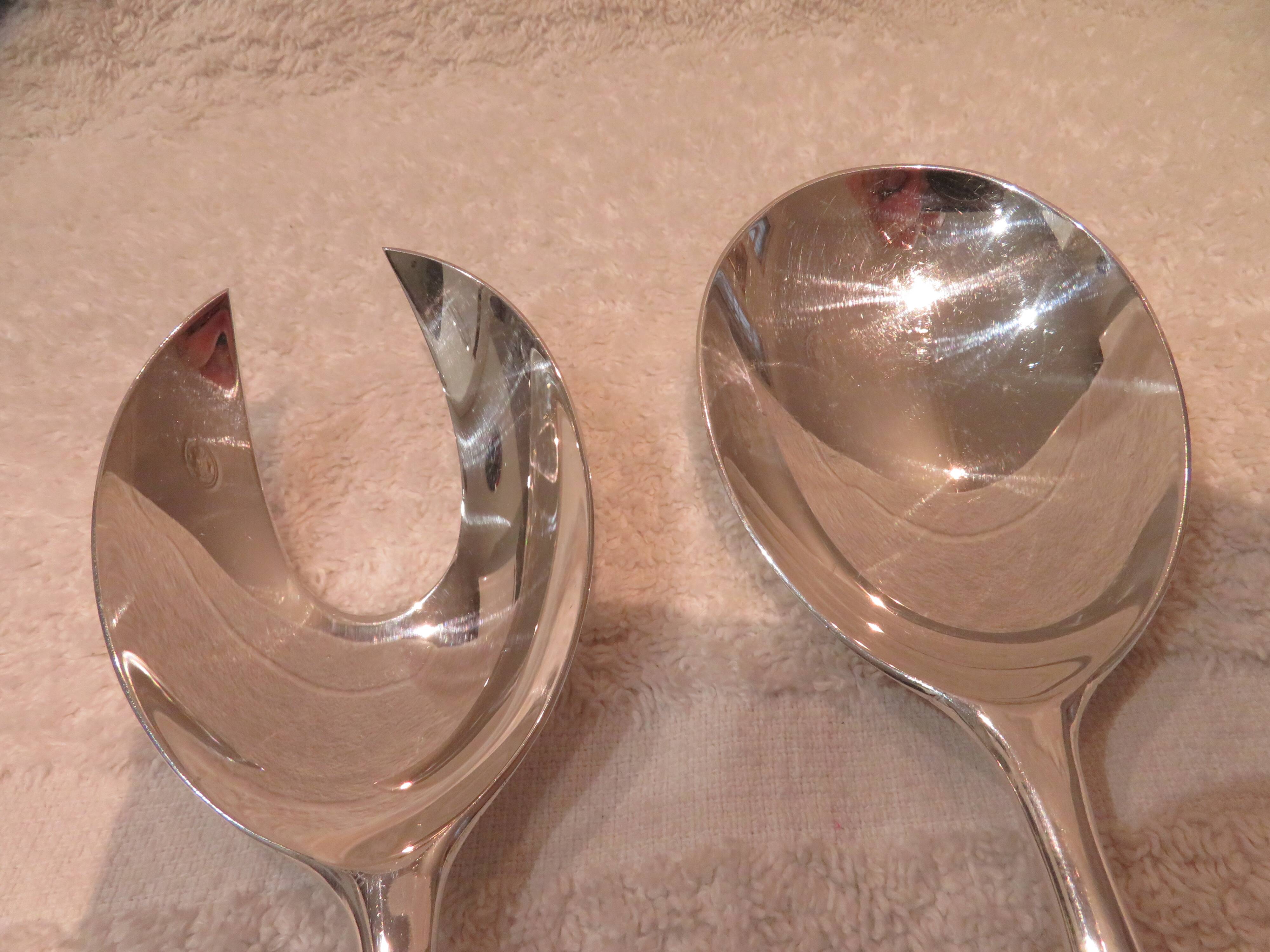 Cuillère et fourchette de service métal argenté orfèvre Christofle Duo