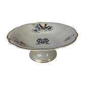 Standing dish with a monogram M and blue and brown bird