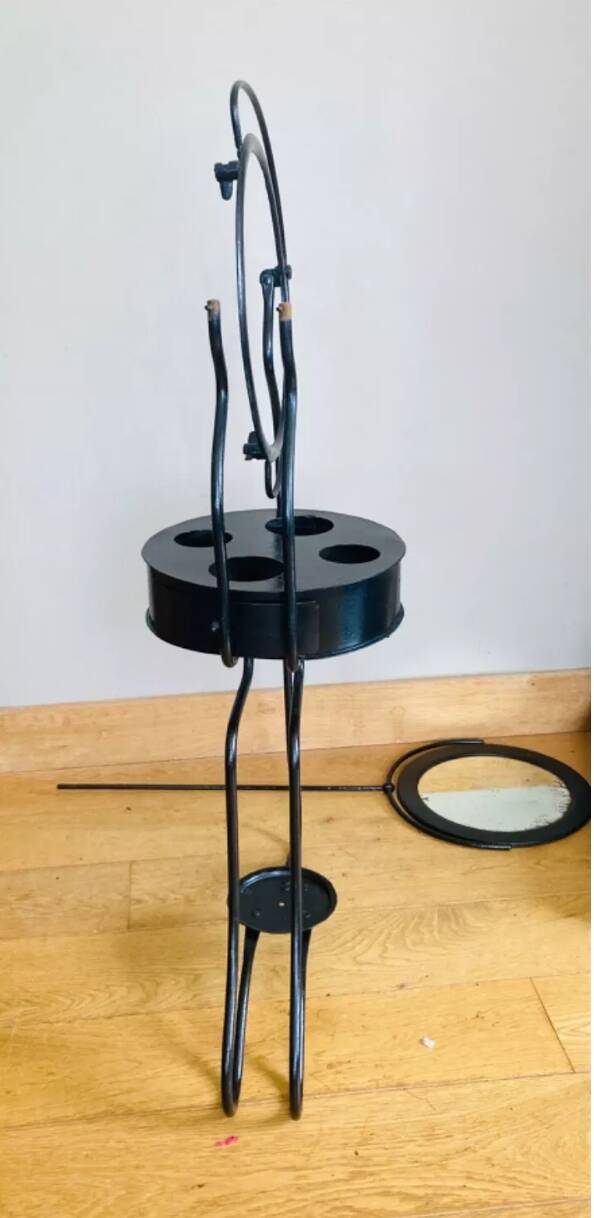 Folding wrought iron toiletry stand, 19th century