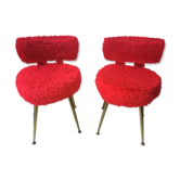 Paire de chaises moumoute rouge