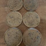 Ensemble de 6 assiettes à dessert en gré pyrité