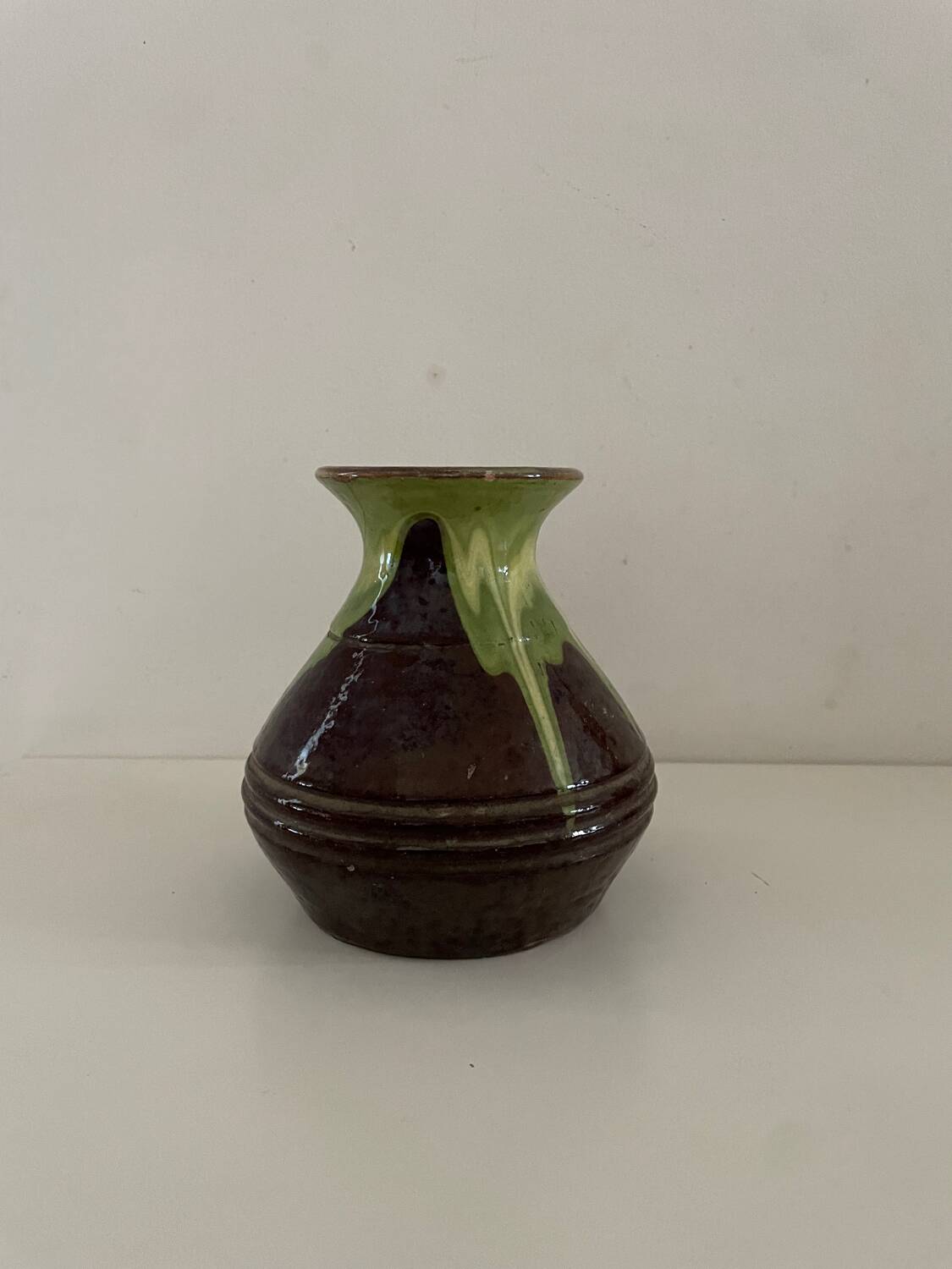 Vase lava vert et marron