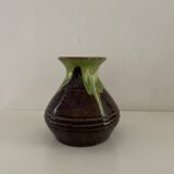 Green and brown lava vase