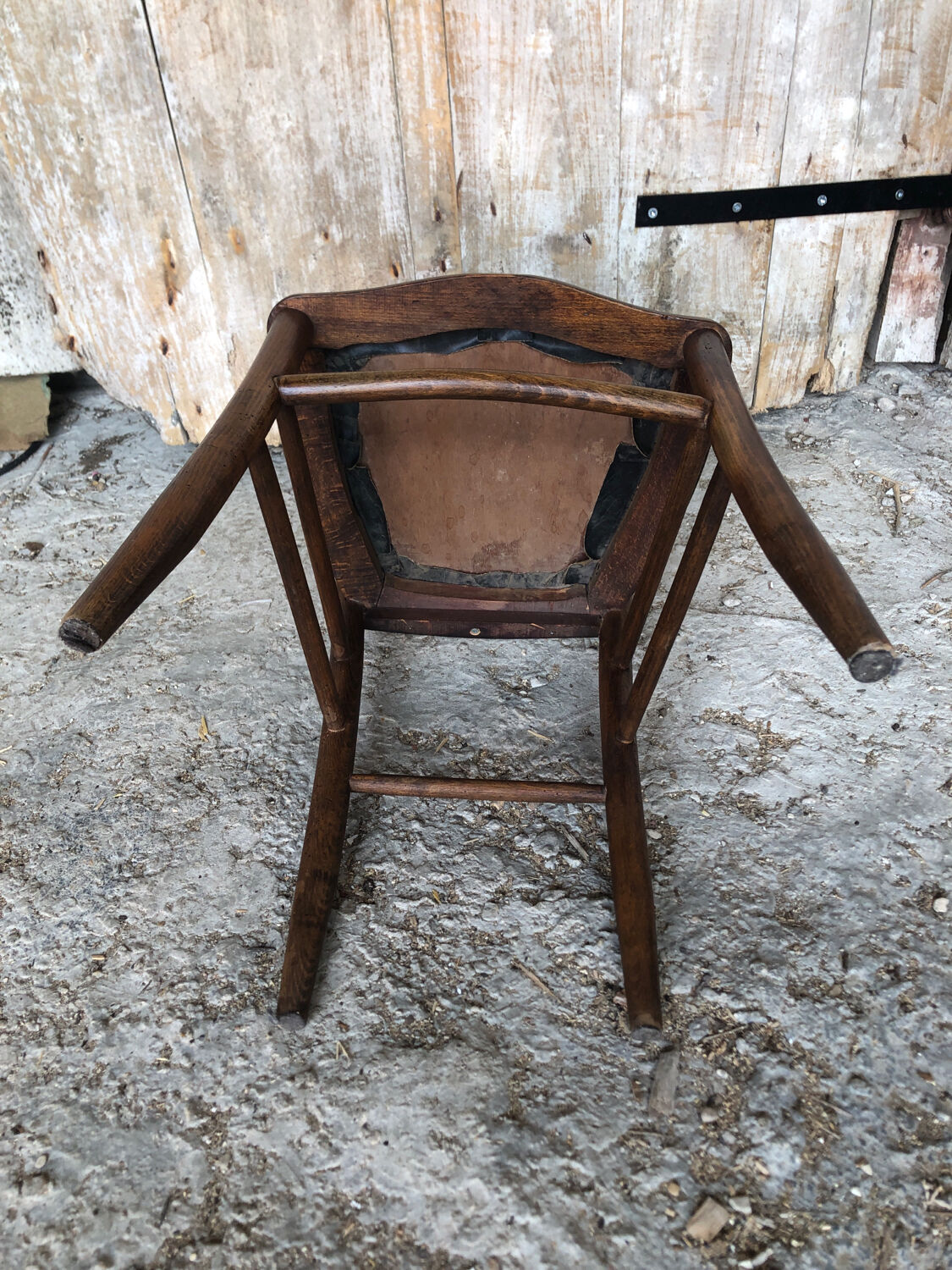 Bistrot chair turned wood & seat skai black vintage