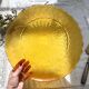 Round amber glass dish ATLANTIC Arcoroc France 1950