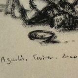 Signed charcoal drawing with certificate of origin