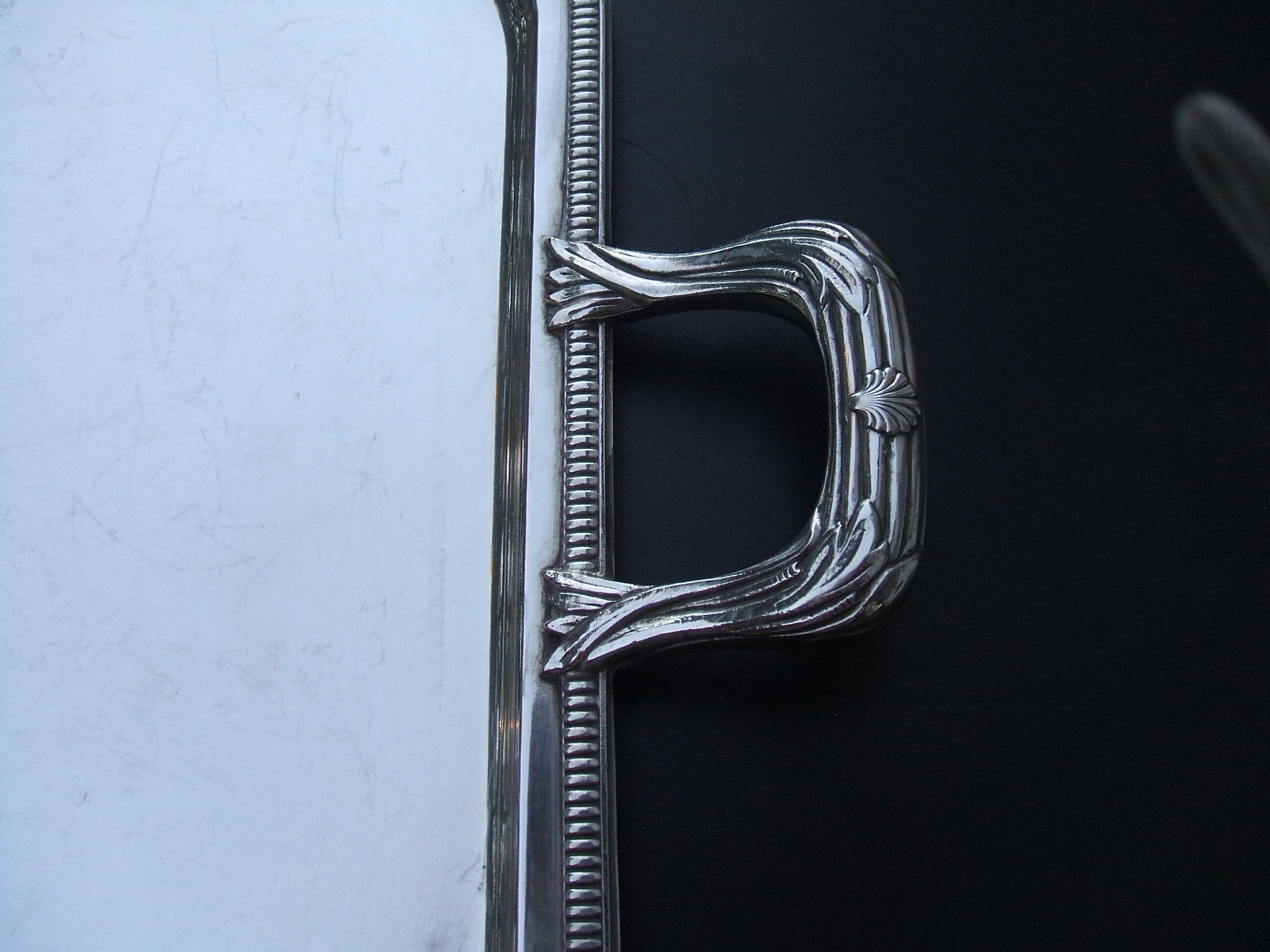 Silver metal service tray