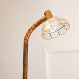 Wood floor lamp lampshade mother-of-pearl