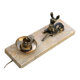 Table lamp, Biche, fawn in gilded brass on a beige marble base, art deco Velvet underside