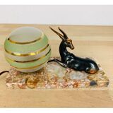 Art deco lamp gazelle brass and marble