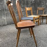 Series of 6 mismatched vintage chairs