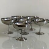 Six Guy Degrenne stainless steel ice cream cups.