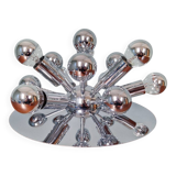Sputnik ceiling light in chrome metal, Space Age style, 70s