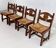 Set of 4 1950s chairs in oak with woven seats.
