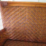 Two-seater banquette in woven rattan, wood and bamboo, 1980s.