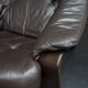 Brutalist brown Leather low Lounge Chair, Norway 1970s