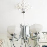 Lustre Gaetano Sciolari à 5 bras en métal chromé, Italie 1970