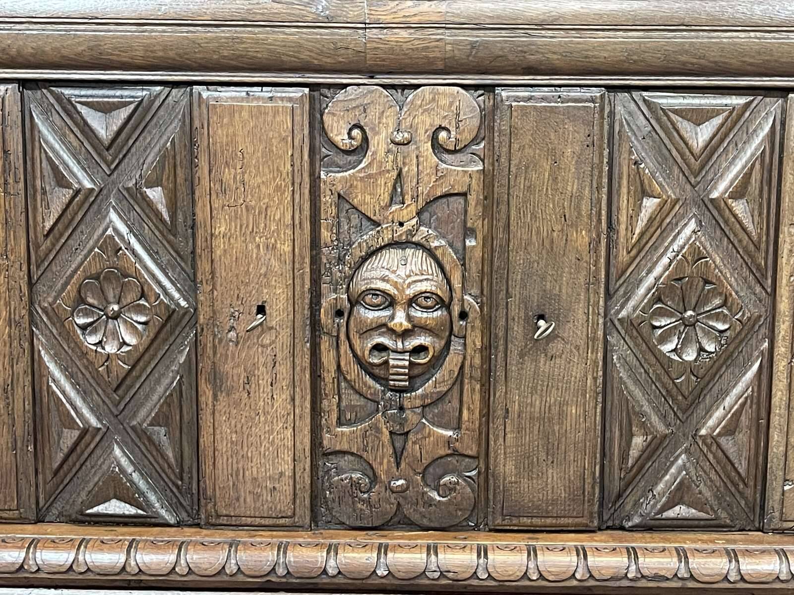 Late 17th century Renaissance oak chest transformed into a sideboard