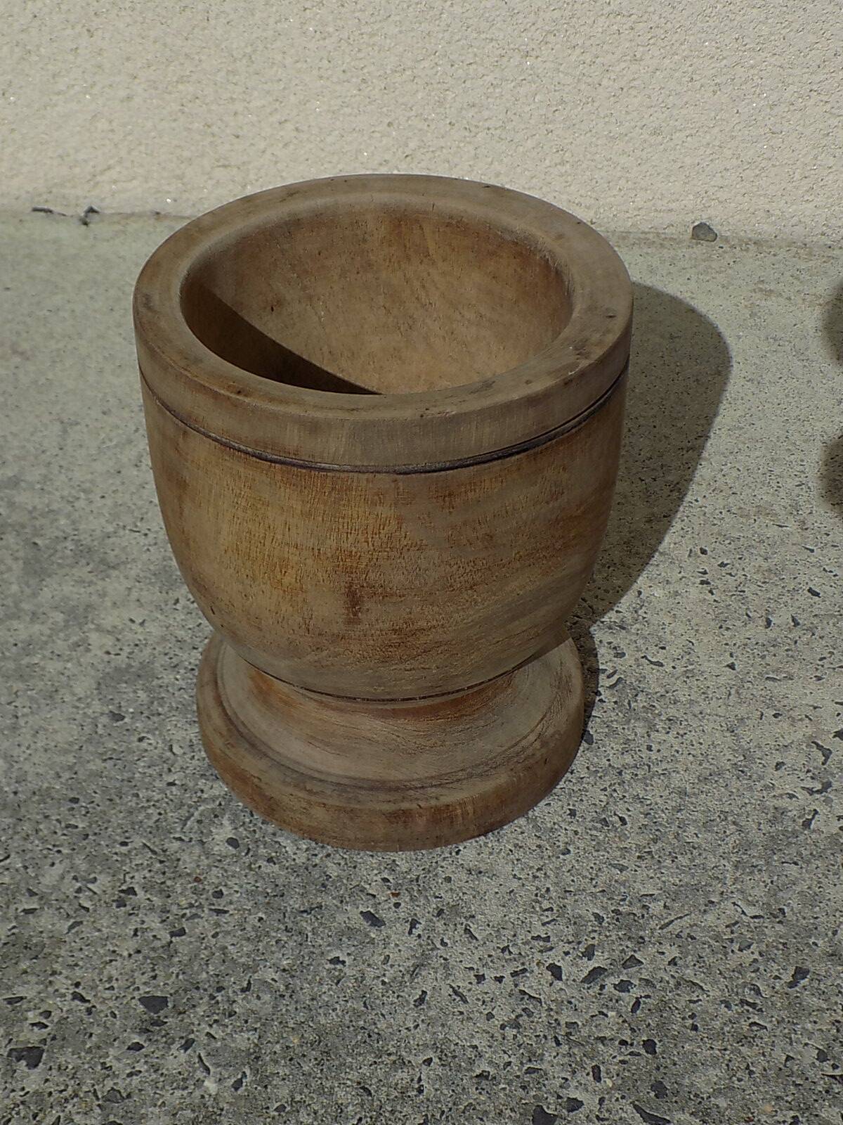 Turned solid wood flowerpot