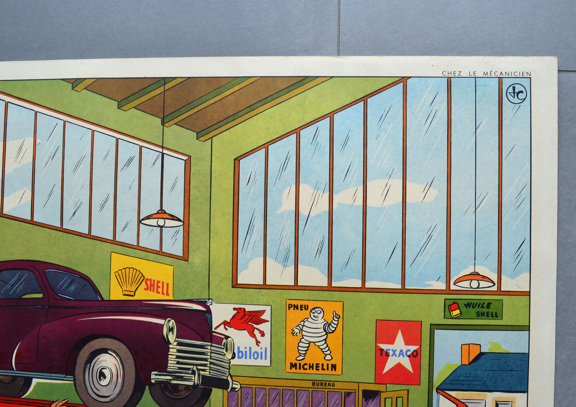 Educational school poster nightingale front / back "The station" and "at the mechanic's"