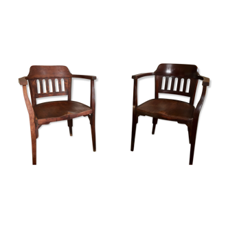 Pair of Bistro armchairs J - J Kohn
