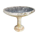 Vintage casted stone garden bowl on pedestal