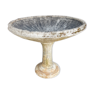Vintage casted stone garden bowl on pedestal