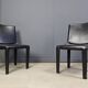 Chaises de salle à manger en cuir noir par Arper Italie, années 1980 - lot de 4