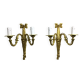 Paire d’appliques Bronze 2 lumières style Louis XVI