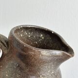 Brown handcrafted stoneware pitcher, natural finish, rustic style