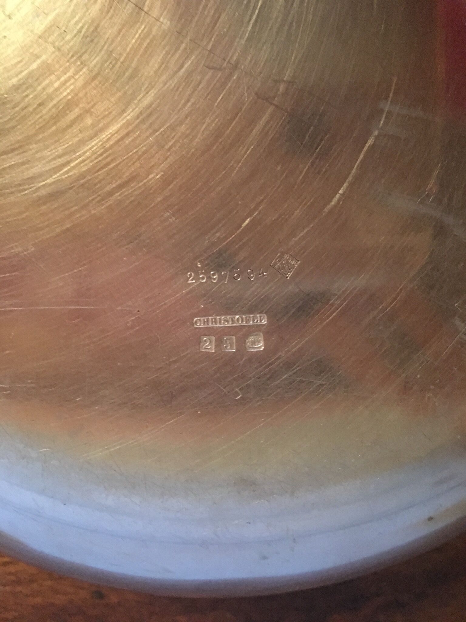 Christofle white metal serving dish