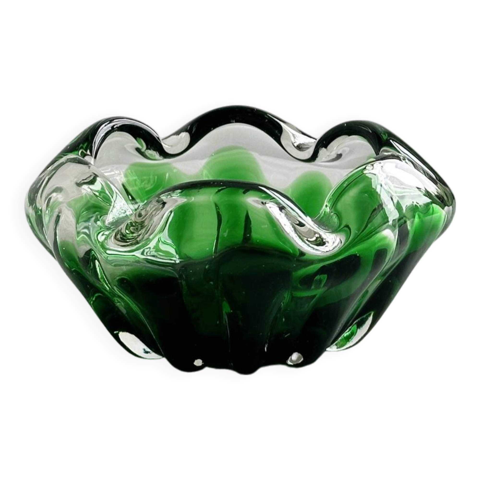 Translucent green ashtray.