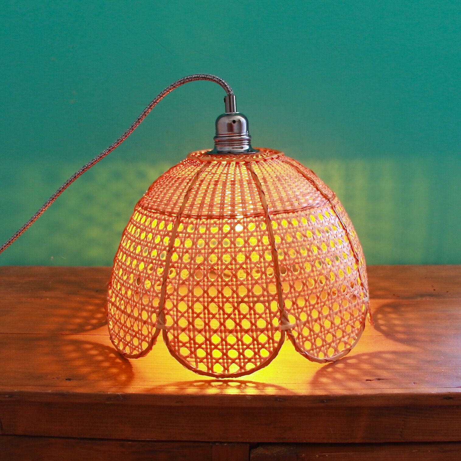 Rattan flower hanging lamp