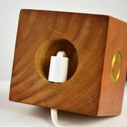 Lampe de table, teck et laiton, années 1960, Suède