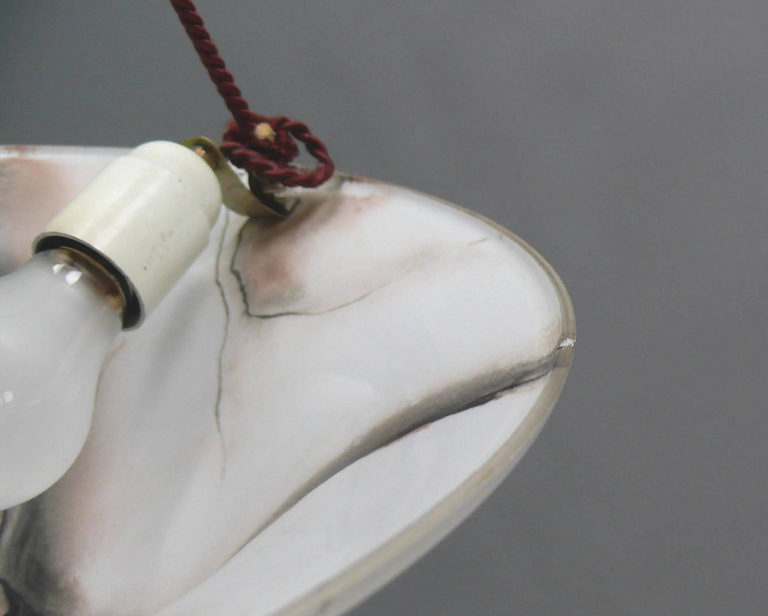 Large Art Deco marbled glass pendant light with rope suspension, 1940s-1960s