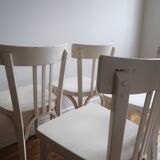 Set of 4 white wooden bistro chairs
