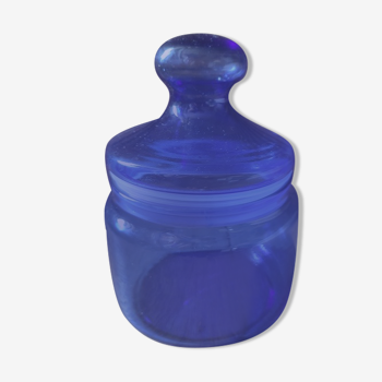 Flacon coton en verre bleuté