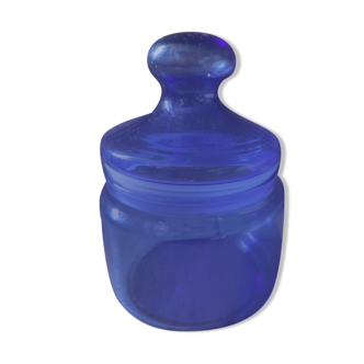 Pot cotton bottle in bluish glass