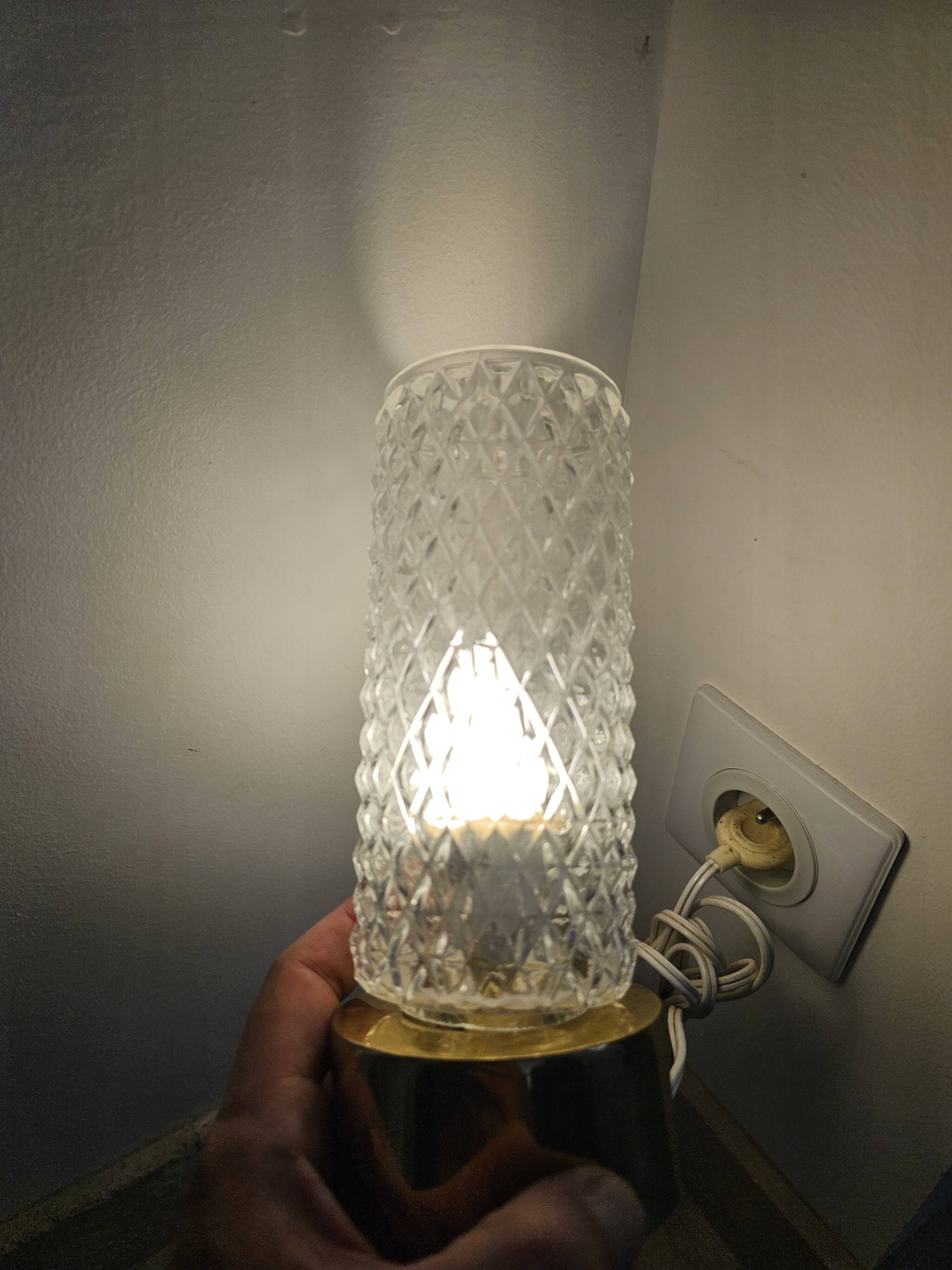 Table lamp made of glass and brass - 1970s