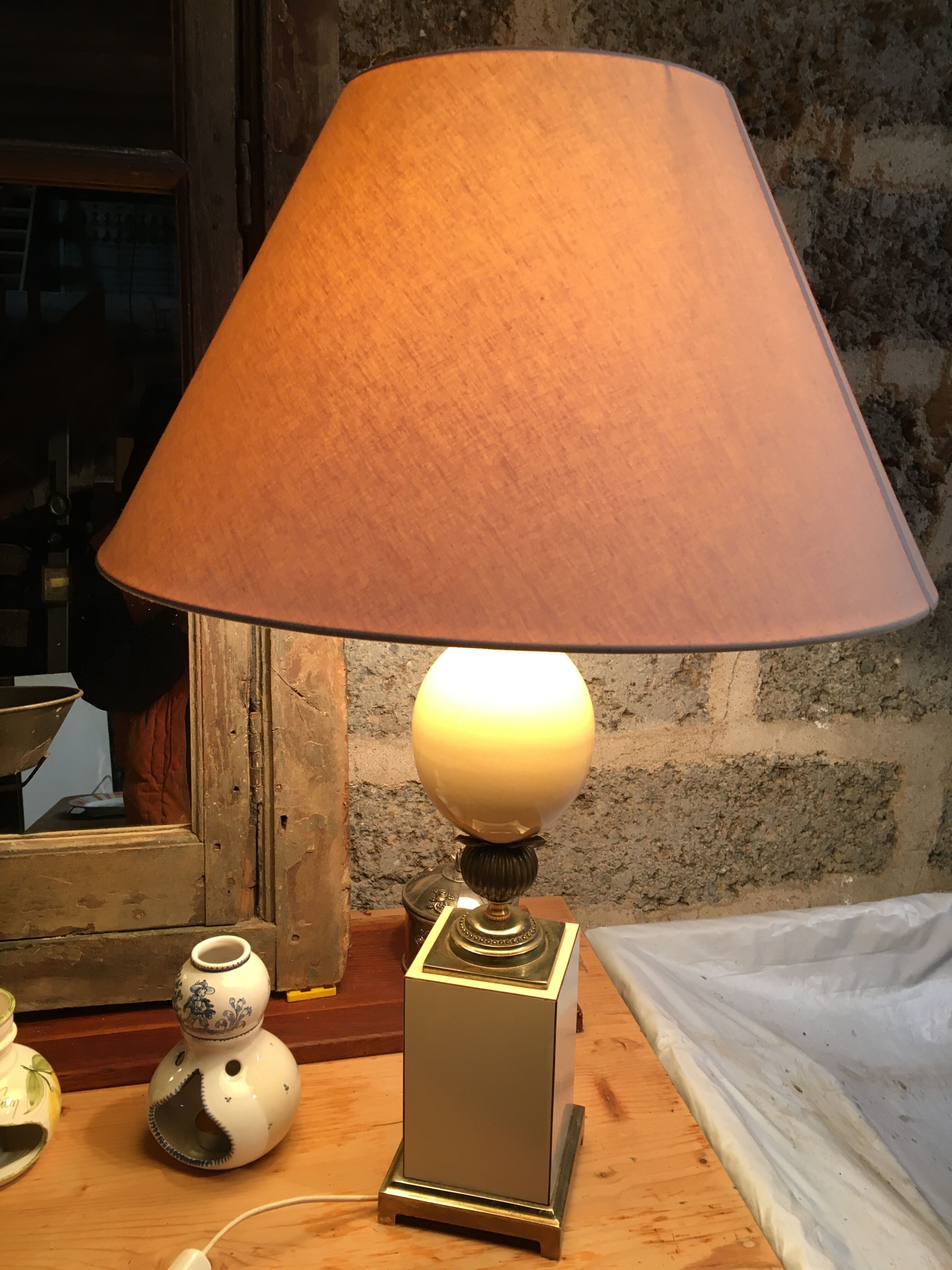 Pair of Hollywood Regency style egg lamps